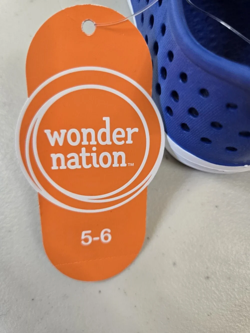 NWT Wonder Nation Kids Blue Slip-On Shoes with White Toe Cap Size 5-6